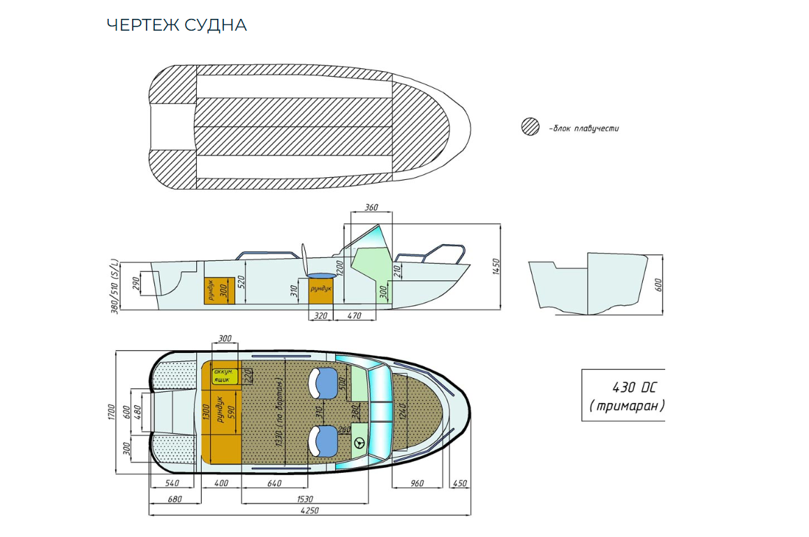 Стеклопластиковый катер Wyatboat-430 DC (тримаран) в Красноярске