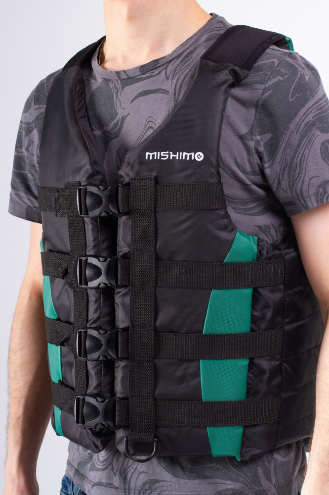 Жилет спасательный MISHIMO PRO Премиум качества Черно-зеленый в Красноярске Жилет спасательный MISHIMO PRO Премиум качества Черно-зеленый в Красноярске