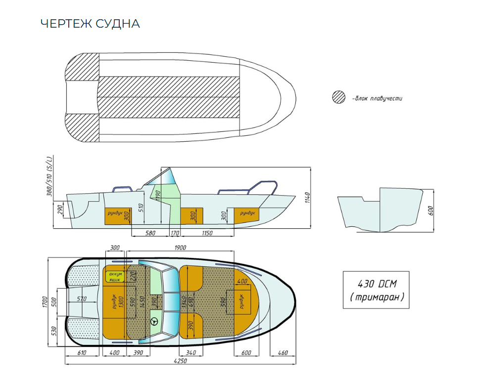Стеклопластиковый катер Wyatboat-430 DCM (тримаран) в Красноярске