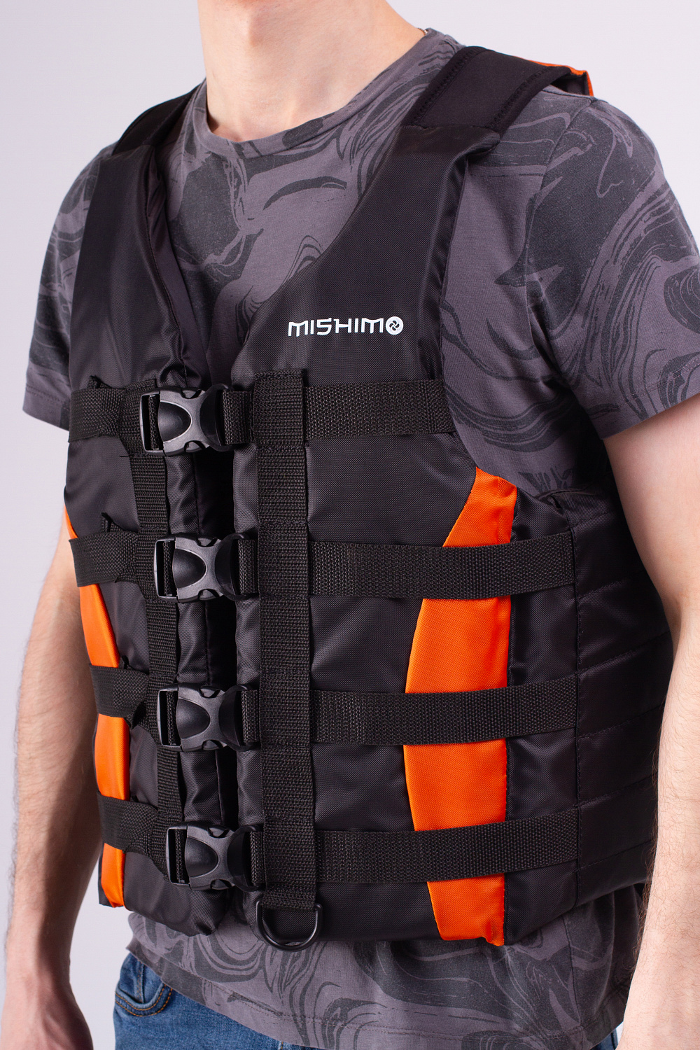 Жилет спасательный MISHIMO PRO Премиум качества Черно-оранжевый в Красноярске Жилет спасательный MISHIMO PRO Премиум качества Черно-оранжевый в Красноярске