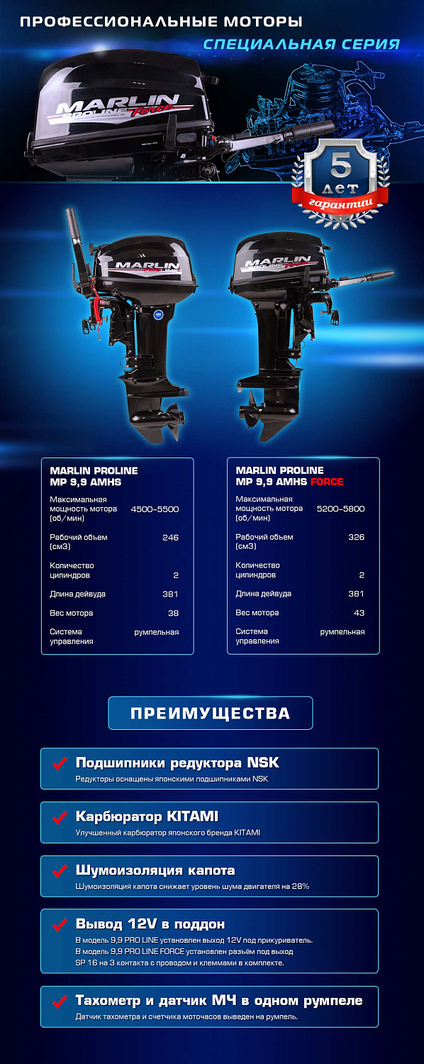 Лодочный мотор MARLIN PROLINE MP 9.9 (20) AMHS FORCE в Красноярске Лодочный мотор MARLIN PROLINE MP 9.9 (20) AMHS FORCE в Красноярске