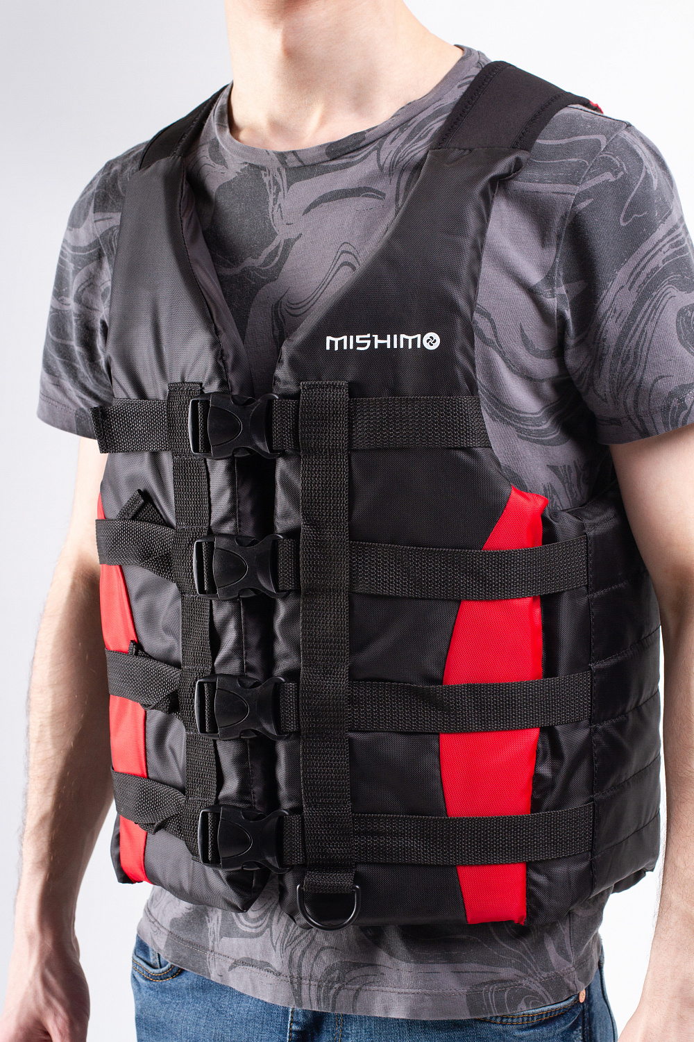 Жилет спасательный MISHIMO PRO Премиум качества Черно-красный в Красноярске Жилет спасательный MISHIMO PRO Премиум качества Черно-красный в Красноярске